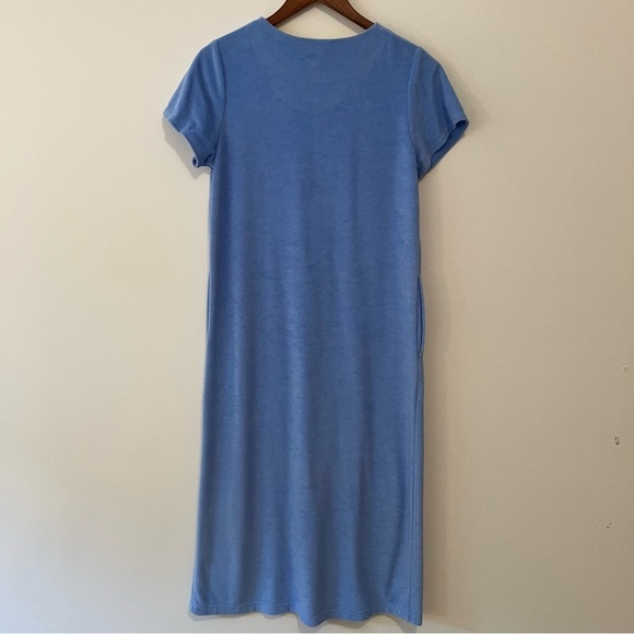 VTG Comforts Terry Cloth Nightgown Size S Pastel Blue Yellow Flower Embroidery - Picture 5 of 5